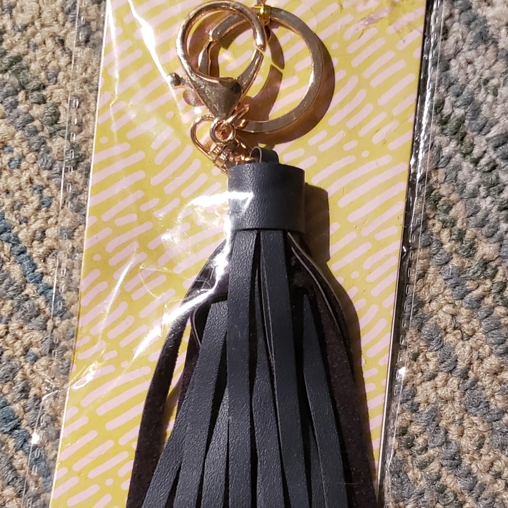 Black Fringe Handbag Bag Charm Keychain